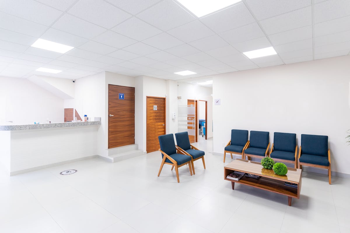 Clean modern medical office waiting room