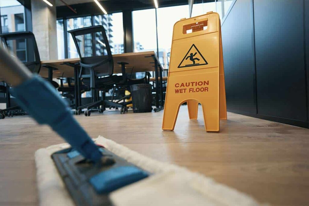 Professional office cleaning in a modern workspace
